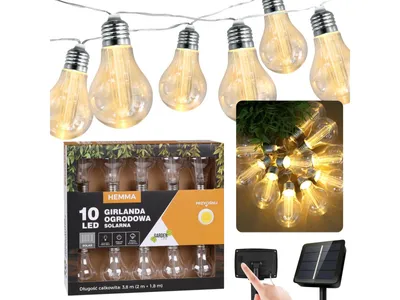 Obrázek produktu pro Solární zahradní girlanda, 10 LED, teplá bílá, 3,8 m světelný řetěz
