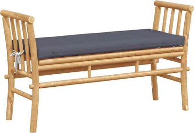Obrázok produktu pre Záhradná lavička s vankúšom Hnedá 110 x 38 x 65 cm Bambus