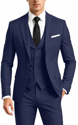 Produktbild von Herren Anzug 3-teilig Slim Fit formelle Business Hochzeit 2 Knöpfe Blazer Weste