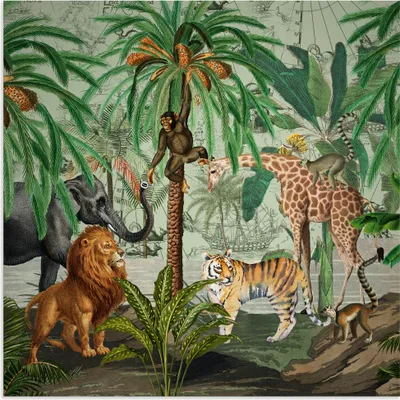 Produktbild von ARTland Wandbild Alu für Innen & Outdoor Retro Afrika Dschungel Tier Safari Größe: 70x70 cm