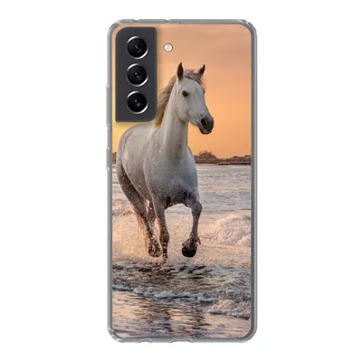 Produktbild von MuchoWow® Handyhülle Schutzhülle Hülle für Samsung Galaxy S21 FE Pferde - Sonne - Meer - Strand - Tiere Silikon Softcase Handy Hülle - Mobiltelefonhülle