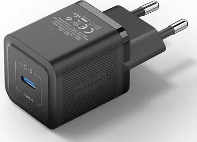 Zdjęcie produktu dla Wall charger, Vention, FEPB0-EU, USB-C, 20W, GaN (black)