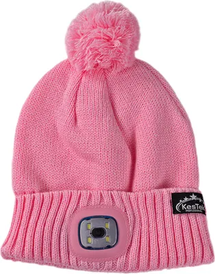 Produktbild von Strickmütze pink mit Bommel und LED Licht