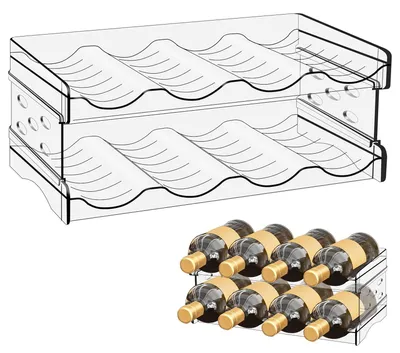 Produktbild von Flaschenregal Flaschenhalter Getränkeregal - 2 Ebenen - 8 Flaschen - Transparent - Für Kühlschrank und Küche