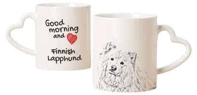 Image de Chien finnois de Laponie, Suomenlapinkoira, Lapinkoira - Tasse avec chien, adorable tasse avec anse en forme de cœur, cadeau universel de la marque Art-Dog