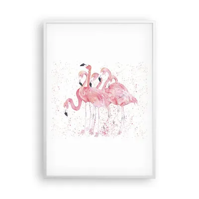 Produktbild von Gerahmtes Poster - Weißer Rahmen - Flamingo Vogel Wasser - 70x100 cm - Wand Bild - Wanddeko - Wandbilder - Kunstposter - Wandposter - Bilderrahmen - Bilder - Kunstdruck - Wandbild - P2WPA70x100-3899