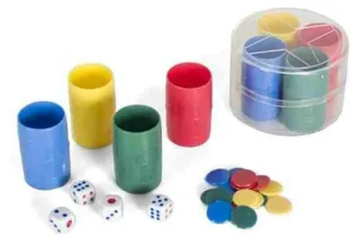 Image de Gerimport Würfelbecher mit Parchís Spielsteine