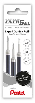 Zdjęcie produktu dla Wkład do długopisu żelowego, 0,7 mm, czarny (3 sztuki)