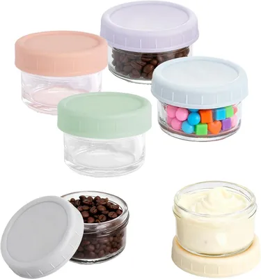 Image de Récipients en verre avec couvercle, capacité de 50 ml, lot de 6, pour sauces