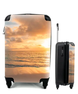 Produktbild von MuchoWow® Koffer Handgepäck Trolley Rollkoffer Kleine Reisekoffer mit 4 Rollen - Strand - Sommer - Sonnenuntergang - Wolken - Meer - Cabin Size < 55x40x23 cm & 55x40x20 cm - Fotokoffer - Kabinenkoffer - Boardgepäck - Reise-Box - Reisekoffer - Reisegepäck - Koffer mit Bild - Trolley für Kinder