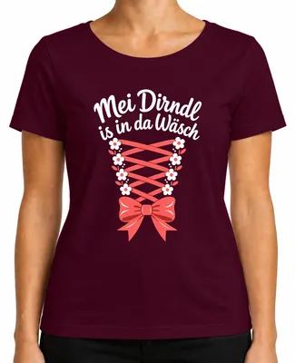 Productafbeelding van Mei Dirndl wasbordoktoberfest traditioneel kledingstuk, dames T-shirt, lederen broek, bordeauxrood, maat 3XL
