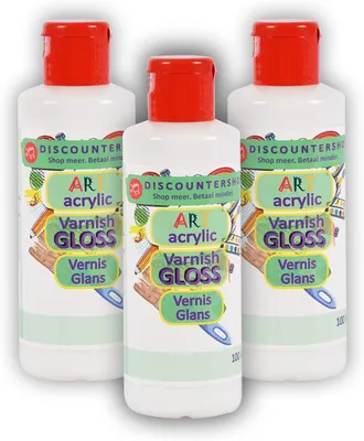 Immagine prodotto di Vernice acrilica lucida, trasparente, formato 3 flaconi da 100 ml, ideale per progetti artistici