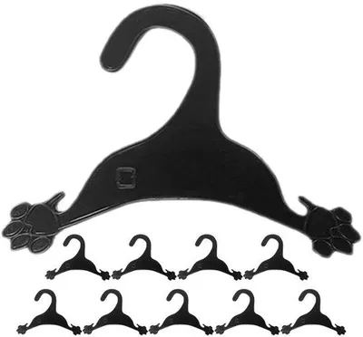 Image de Cintres en plastique pour chiens et chats, couleur noire, dimensions 22,5 x 12,5 cm, lot de 10