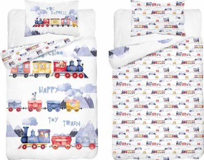 Produktbild von Bettwäsche, Baumwollbettwäsche für Kinder 90x120 5507a Züge