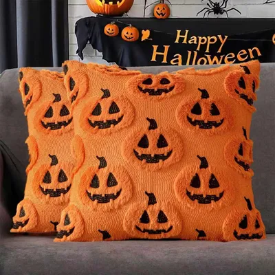 Halloween-Kissenbezug 45x45 cm, Plüsch, 2er-Set, Geistermotiv
