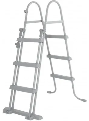 Produktbild von Bestway Sicherheitsleiter 107 cm 58330 Bestway Poolleiter - Aufstellpools bis 107 cm – rutschfeste Stufen – stabile Metallkonstruktion – bis 150 kg – universell einsetzbar - 58330