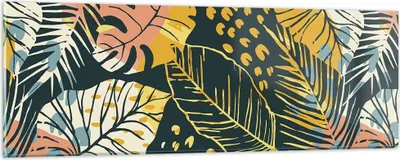 Produktbild von Bilder auf glas - Einteilig - Blätter modern bunt - 90x30cm - Glasbilder - Wandbilder - Bilder - zum Aufhängen bereit - Wanddekoration aus Glas - Glas Bilder - Wandbild auf Glas - GAB90x30-4630