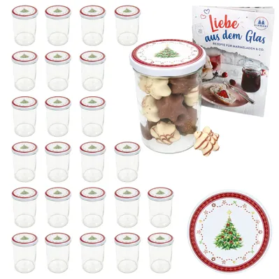 Produktbild von 25er Set Sturzglas 435ml Einmachglas + TO-Deckel 82 Weihnachtstraum + Heft