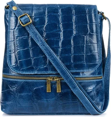 Produktbild von Vertikale Messenger Bag aus italienischem Leder für Damen, Kroko