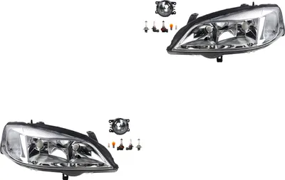 Immagine prodotto di Johns, set di fari alogeni adatto per Opel Astra G 02/98-01/05 H7 HB3 +fog+le. 8200074008 6202E1 00006202E1 6710027 0000620639 620639 0000620