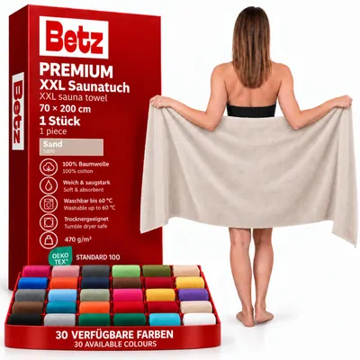 Produktbild von Betz Saunatuch 70 x 200 cm PREMIUM 100% Baumwolle Badetuch Liegetuch Strandtuch   Farbe: sand