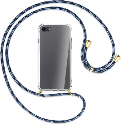 Produktbild von Handykette Backcover-Schutzhülle mit Band (Metall goldfarben) für Apple iPhone 7, iPhone 8 - Blautöne