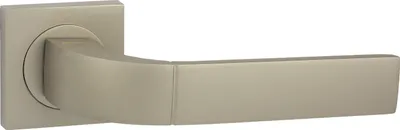 Produktbild von DOMINO Türgriff ohne Schlossrosette | quadratischen Rosetten | Türklinke für Zimmertür, Bürotür | Türbeschläge aus Aluminium |Satin Nickel Velvet Türdrückergarnitur | FOKUS-QR M91
