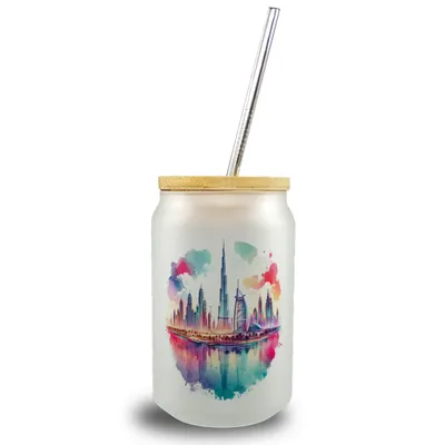 Produktbild von Dubai Trinkglas mit Bambusdeckel