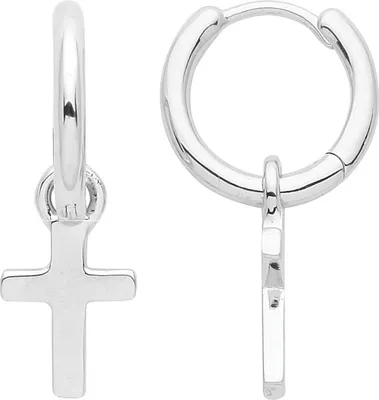 Productafbeelding van Oorbellen voor dames, kruisvormig, verguld met rhodium, zilver 925 - 20mm * 7mm; TRS30950
