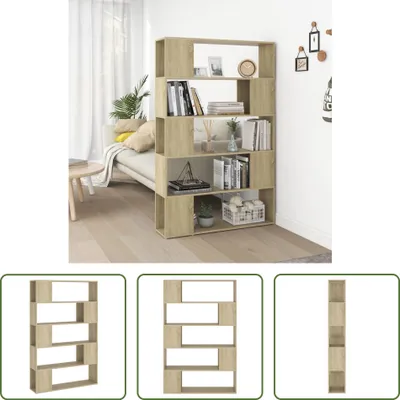 Produktbild von The Living Store Bücherregal Raumteiler Sonoma-Eiche 100x24x155 cm Holzwerkstoff