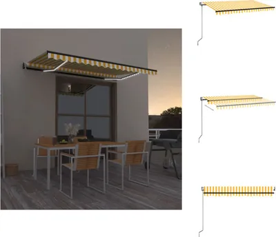 Produktbild von vidaXL Automatische Markise mit LED & Windsensor 400x350 Gelb/Weiß - Markisen