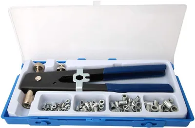 Produktbild von Nietwerkzeug, Handnietger?t, 106-teiliges Nietset, Handnietger?t, Nietpistole, Gewinde M3/M4/M5/M6/M8