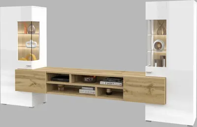 Produktbild von Set aus TV-Möbel und 2 Schränken Akram Weiß und Holz