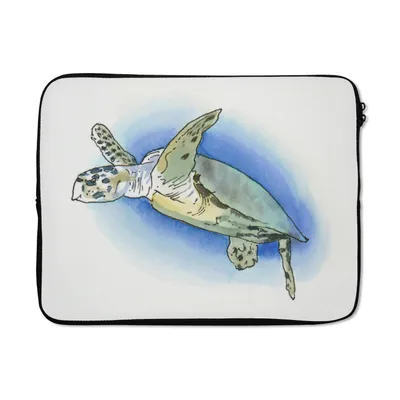 Produktbild von MuchoWow® Laptop Hülle 17 Zoll Laptoptasche Illustration einer Schildkröte im Wasser - Zipper - Schutzabdeckung