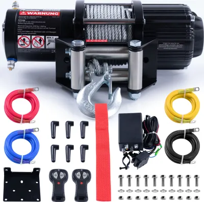 Produktbild von ROTFUCHS Elektrische Seilwinde 12 Volt  - 4500 LBS Motorwinde Seilzug, Zugwinde mit Fernbedienung, Power Offroad Winde 2041 kg, ATV UTV kompatibel