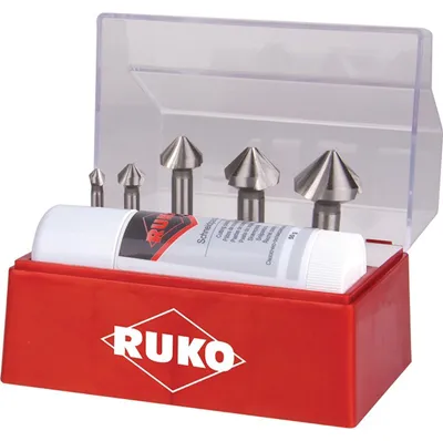 Productafbeelding van Ruko set van kogelkopfrezen, DIN335-C, 90 graden, diameter 6,3-25mm, HSS, 3 sneden, 6-delig - 102142