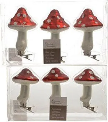 Produktbild von Baumschmuck Pilz knubbelige Pilzkappe 3er Set Glaspilz mit Clip