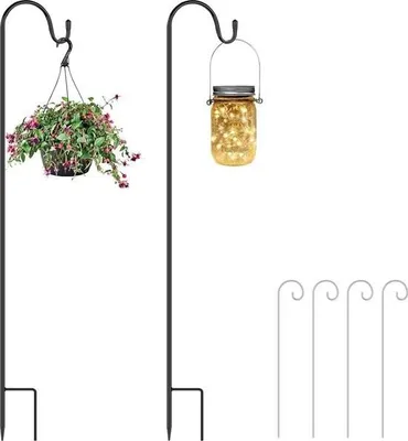 Immagine prodotto di Supporti regolabili per vasi da fiori con ganci a gancio - 2 pezzi da 100 cm - Ganci per uccelli - Luci natalizie - Cestini per piante da giardino