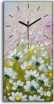 Produktbild von Wandbild Leinwand Bilder Wanduhr Geräuschlos 30x60 Wiesen Blumen Blüten Bunt - schwarze Hände