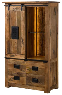 Produktbild von MASSIVMOEBEL24 Schrank Mango / Altholz 90x45x150 natur lackiert RAILWAY LUX #115
