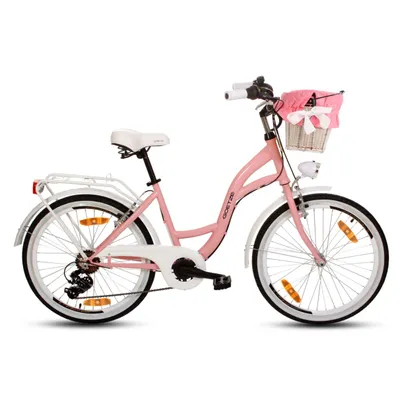 Produktbild von Goetze Mood 24 Zoll Mädchenfahrrad, 6-Gang, V-Bremse, LED, Korb mit Bezug