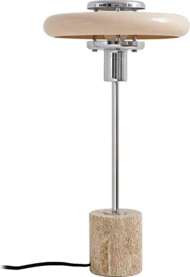 Produktbild von Lindby Tischleuchte Branford, Retro, beige, Metall/Travertin