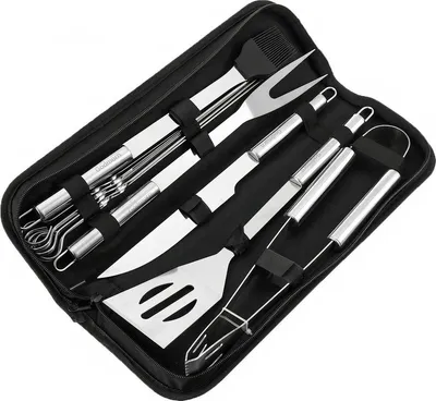 Immagine prodotto di Jumada's - Set barbecue - BBQ - Cucina all'aperto - Acciaio inossidabile - 10 pezzi - Con borsa per il trasporto