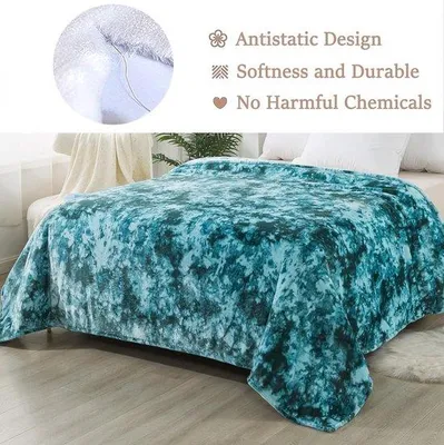 Productafbeelding van Plaid, dikke fleece deken, 220x240 cm, marineblauw, gemengde kleuren - zacht en warm