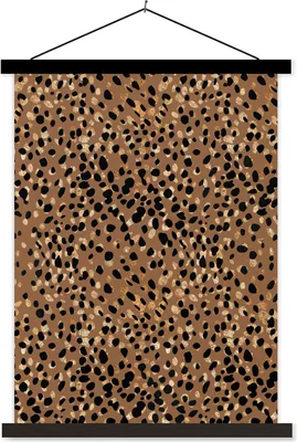 Produktbild von MuchoWow® Textilposter Tiere - Muster - Leopard 60x80 cm mit schwarzem Rahmen - Plakathalter