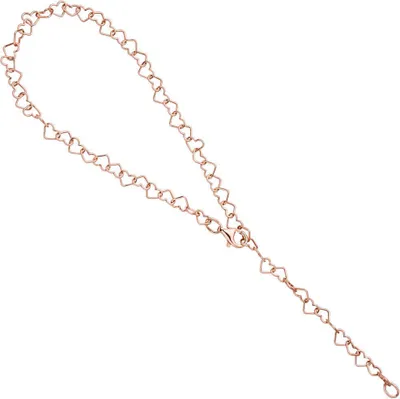 Produktbild von Fußkettchen Fußkette aus Herzen 925 Silber Rotgold vergoldet 27cm verkürzbar
