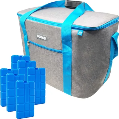 Produktbild von ToCi 36 Liter Kühltasche Isoliertasche Grau Thermotasche Picknicktasche Kühlbox mit 6er-Set 200ml Kühlakkus Kühlelemente