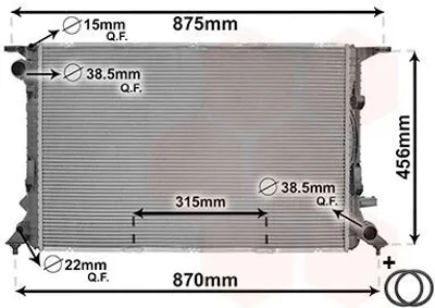 Produktbild von VAN WEZEL 03002290 Kühler Wasserkühler Motorkühler für AUDI A4 Avant (8K5, B8) A6 Avant (4G5, 4GD, C7) Q5 (8RB) A5 Sportback (8TA) A4 Limousine
