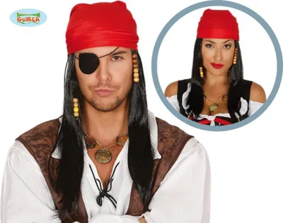 Produktbild von Pirat Perücke Rot Bandana Abenteuer Karneval Meer Freibeuter Fasching Kostüm Accessoire Party Seeräuber Captain More Lebendige Erscheinung Faschingsschlacht, Farbe: Schwarz