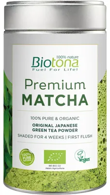 Zdjęcie produktu dla HERBATA ZIELONA MATCHA JAPOŃSKA PREMIUM80 g - BIOTONA